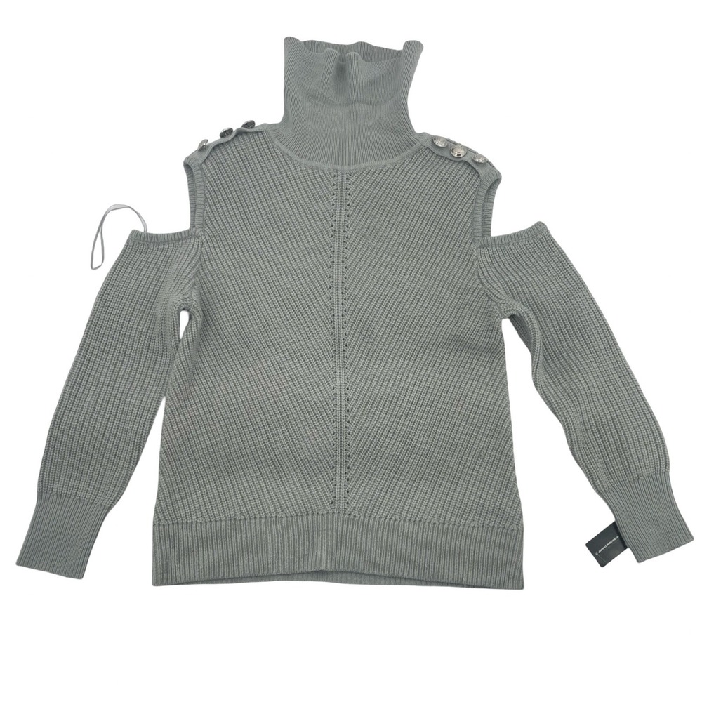 INC Cold Shoulder Turtleneck Sweater Medium Heather Belle Grey NEW